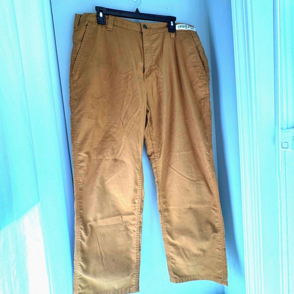 Carhartt 383-51 Dungaree Fit Work Pants Men's 38x30 Brown Cotton Blend